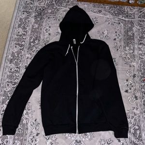 Original American apparel zip black hoodie with white accents, new without tags!